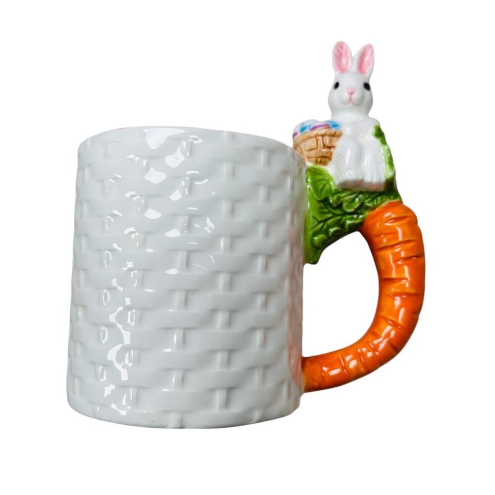 Easter Bunny Basket Weave Rabbit Mug Holiday Drinkware Multicolor Kitchen Coffee